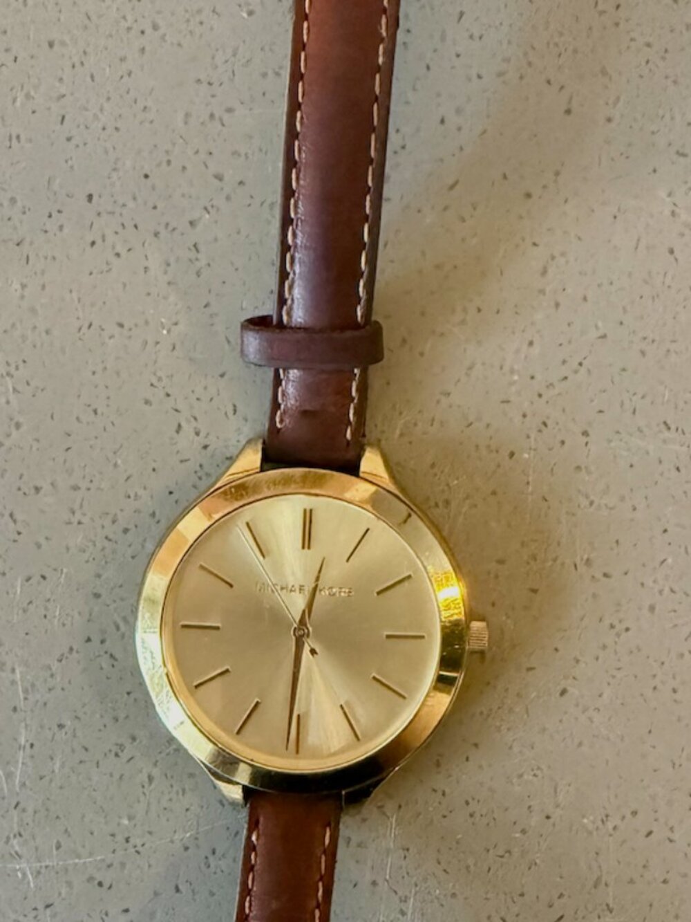 Michael Kors Gold Face Brown Leather Wrap Watch - Picture 3 of 3